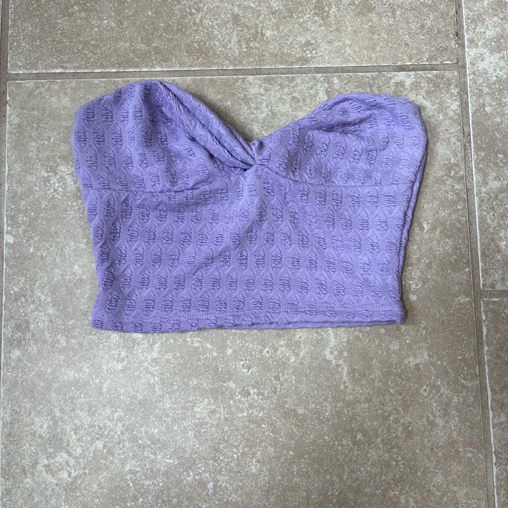 XS Strapless Purple Knit Top